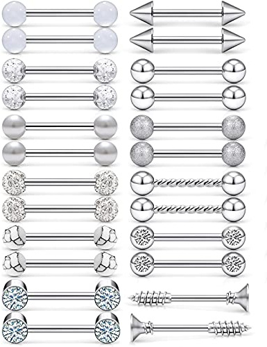 Kadogohno Nipple Rings for Women Nipple Piercing Jewelry 14G Nipple Rings Surgical Steel Screw Dangle Nipplerings Nipple Shield Ring Barbell Body Piercing Jewelry Set 5/8 Inch 16mm 12 Pairs