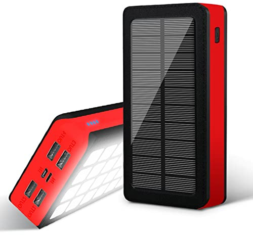 30000mAh Högkapacitets Solenergibank, Bärbar Campingladdare med Ljuskälla, Snabbladdning Externt Batteripaket, Nödströmförsörjning i Hemmet, Långvarig Batteritid