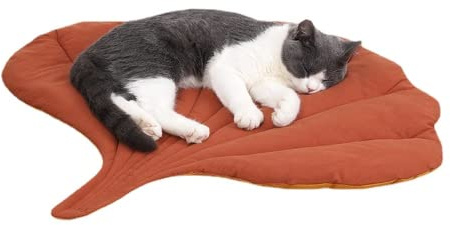 SSDHUA Cat Mattress Leaf Shape Cat Nest Cat and Dog Double-Sided Available Floor Mat Cover Pad Warm and Comfortable Cartoon Cat Bed Indoor Warm Accessories (Ginkgo Leaves)