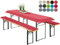 heimtexland ® Bierzeltgarnitur Auflagen Set 3-teilig Tischdecke Bierbankauflage Polster Kissen Biergarnitur Typ698 Rot für Tischmaß 50x220 cm
