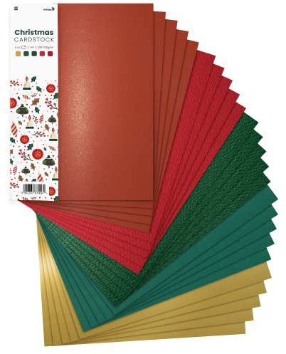 Netuno 25 hojas de cartulina creativa tema Navidad A4 210x297 mm 220–360 g juego de 5 colores surtidos cartón decorativo para manualidades tarjeta collage calendario invitaciones proyecto