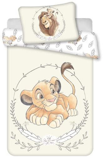 Kinderbettwäsche 100x135 cm Der König der Löwen mit Kissenbezug 40x60 cm , Baby Bettwäsche ideal für 60x120 und 70x140 cm große Betten , Bettwäsche 100x135 Set für die Allerkleinsten 100 % Baumwolle