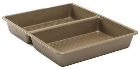 GoodCook 11” x 14” Nonstick Divided Oblong Pan – 2-in-1 Textured Cooking Pan, Baking Dish, Scratch-Resistant Carbon Steel Oven Pan for Meal Prepping & Sheet Pan Dinners
