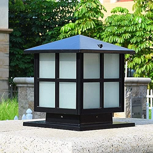 HWSY Lámpara de bolardo de Pared IP65 a Prueba de Agua para Exteriores E27 Valla Cuadrada Estigma Luminaria Aluminio Césped Paisaje Iluminación de Calles Villa Parques Garaje Porche Poste Linterna