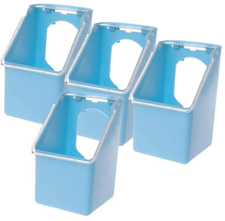 FUNOMOCYA 4piezas Comedero Colgante para Jaula De Pájaros Cuenco Alimentador Resistente y Reutilizable para Codornices y Loros Práctico y Fácil De Limpiar con Tapa Protectora Azul