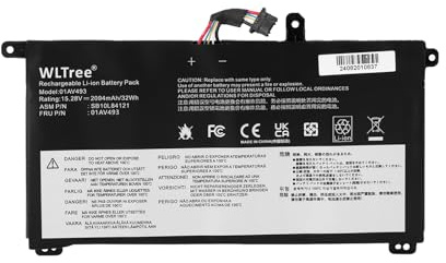 WLTree 32Wh 01AV493 Batteria per Lenovo ThinkPad T570 T580 P51s P52s Series Notebook 01AV493 00UR890 00UR891 00UR892 SB10L84123 SB10L84122 SB10L84121 4ICP6/38/65 4ICP6/38/64 Battery