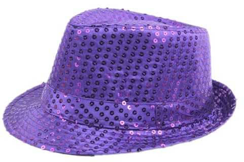 Anevous paljetthatt herr, glitter festhattar vuxna vuxna paljetthatt, scenhatt för kostymtillbehör kostym karneval temafest, utklädnad, lila 58 cm