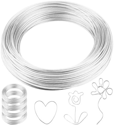 Basteldraht 1mm x 50m, Silberdraht, Draht zum Basteln, Schmuckdraht, Aluminiumdraht, Bindedraht, Weicher & Biegsamer Draht, Draht Rostfrei für Schmuck Bastelarbeiten