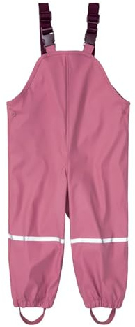 SEVEN BB Kids Fleece Lined Waterproof Trousers Boys Mud Rain Trousers Girls Puddle Pants Baby Waterproof Dungarees Rain Bib Pants Red 5-6 Years