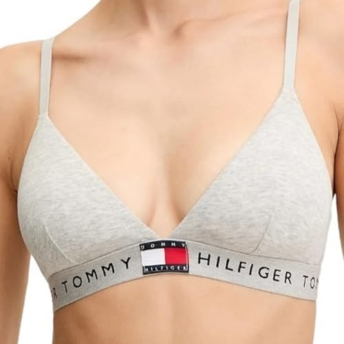 Tommy Hilfiger Sujetador Triangular Mujer con Logotipo en la Cintura, Gris (Light Grey Heather), L