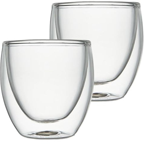 Lot de tasses à café à double paroi en verre de 250 ml pour boissons chaudes, tasses à café en verre à double paroi incassables et résistantes aux rayures, passent au lave-vaisselle et au congélateur,
