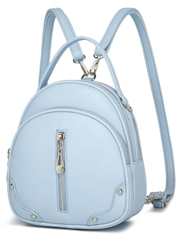 Miss Lulu Zaino Donna in Pelle PU Impermeabile, Zaino da Viaggio Piccolo e Leggero con Cinturino Rimovibile, 4 Tasche con Zip
