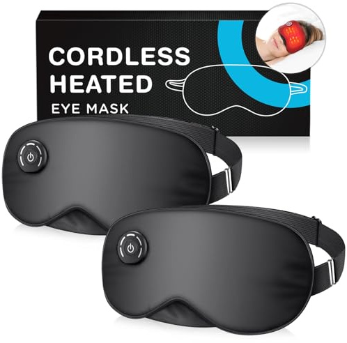 Máscara térmica sin cable, almohadilla térmica para ojos USB, máscara con control de temperatura, compresa eléctrica para ojos secos, blefaritis, chalazión, regalo para hombres y mujeres (2 paquetes)