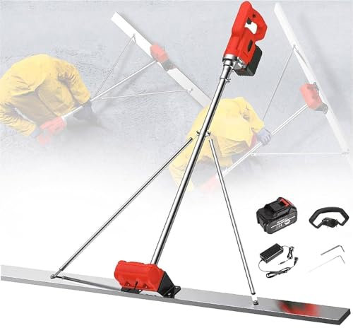 RèGle Nivellement Ciment Chape éLectrique Kit vibratoire pour Chape en béton Kit vibratoire pour Chape en béton, Finition de Ciment électrique sans Fil de 150 cm, Outil de Vibration