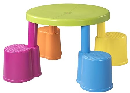 Back2School Express Swivel & Sit Kids Table and Stools Set, Plastic Table, Vibrant