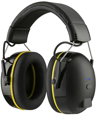 QEANY Gehörschutz mit Bluetooth 5.4, 120 Stunden Betriebsdauer, HiFi-Lautsprecher/integriertes Mikrofon, 30 dB SNR, Idealer Sicherheits-Ohrenschützer zum Mähen, Holzbearbeitung und Landschaftsbau