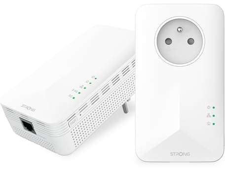 STRONG Powerline 1000 Kit - CPL WiFi AC1200 Mbps avec Gigabit Port, Integrated Socket, Compatible Toute Box/Routeur, Prise Filtrée, Plug and Play