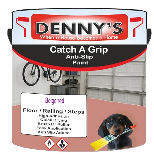SCOOBYS PAINTS BACK IN THE MIX Catch A Grip Anti Slip Floor Paint – Non Slip Coating for Steps, Railings & Garages – 170 Colours, High Adhesion, Quick Dry, Multiple Sizes (Beige red, 250ml Tin)