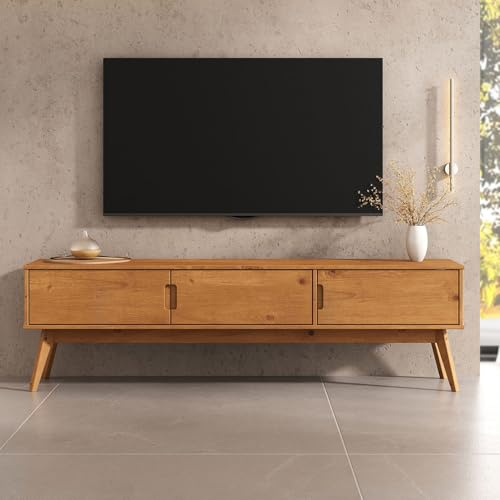 IDIMEX Tivoli Lowboard aus Massivholz, 180 cm Eiche Finish- TV Lowboard mit großem Stauraum, Wohnzimmermöbel, Wohnzimmer Sideboard, TV Schrank, skandinavisches Design