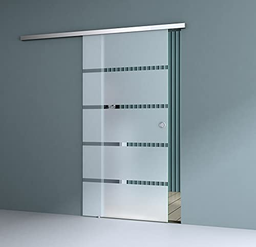 Durovin 775 × 2050mm Internal Sliding Glass Door – 8mm Frosted Sectioned Tempered Glass, Premium Hardware, Round Handle, Heavy-Duty 5ft Track for Bathroom, Kitchen, Living Room & Bedroom