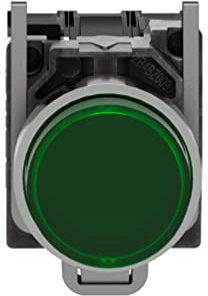 Schneider Electric - Harmony XB4 Illuminated Push Button, Green Flush, 22mm, Spring Return, Plain Lens, 1NO + 1NC, 110-120V, XB4BW13G5
