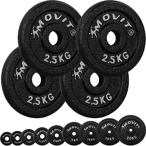 MOVIT Dischi Pesi - in Ghisa, Set a Scelta da 0,5 a 20 kg, Foro 30/31 mm - Piastra per Bilanciere, Manubri, Disco del Piatto del Peso per Palestra, Fitness, Allenamento a Casa