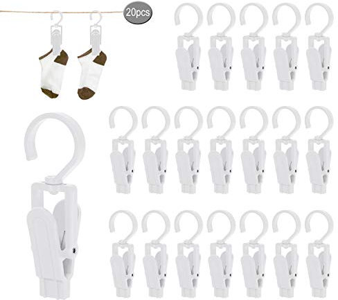 JEEZAO 20 Stück Wäscheklammern Große Handtuchklemmen,360° Drehbarer Haken mit Clips für Towel,Hut, Vorhänge,Strandtuch,Kleider,Badetuch