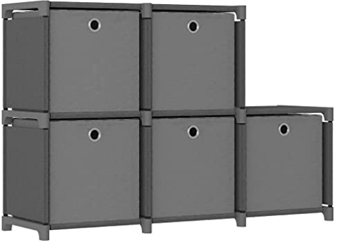 vidaXL Hylla med 5 kuber med lådor grå 103x30x72,5 cm tyg