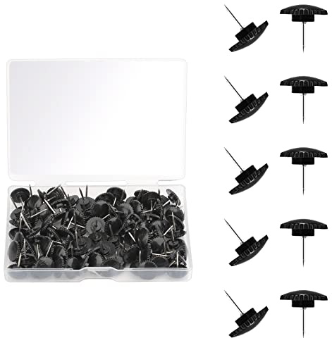 AIEX 100 pièces de 12 mm push pins, épingles en plastique transparent avec pointe inoxydable, pinces à pression pour tableau de liège (noir)