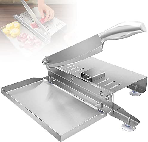 Cortadora de Fiambre, Cortafiambres Acero Inoxidable Profesional para Casa Comercial Maquina Sierra Huesos Cortadora de Fiambre Manual para Verduras Alimentos, Lavable y Fácil de Limpiar (Size:L)