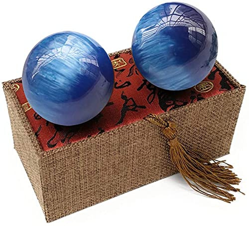 WLONK Baoding palla 50Mm Health Exercise Baoding Balls Resina naturale Massaggio con le dita Stress Meditazione Pallamano Strumento per la cura della salute, Blu