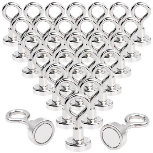 MIN CI 30 Pack Neodymium Magnetic Hooks, 22lbs Pull Force, Extra Strong 16mm Hooks for Cruise Cabins