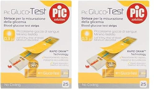 Pic Solution Pic GlucoTest - Strisce Per La Misurazione Della Glicemia 25 Pezzi (Confezione da 2)
