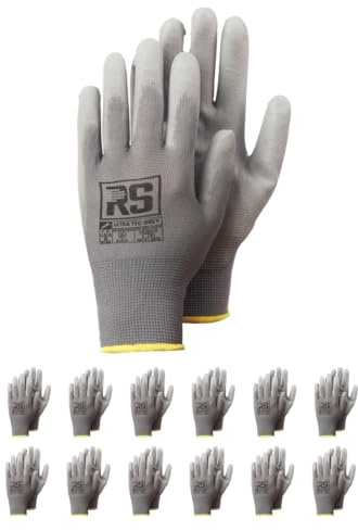 RS Ultra TEC GREY Guanti di montaggio/taglia 07, 12 paia/grigio/guanti di montaggio/guanti da lavoro/guanti protettivi/presa sicura e lavoro preciso