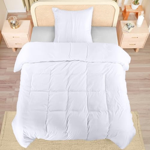 Utopia Bedding Bettwäsche 135x200 Set - Mikrofaser Polyester Bettbezug 135x200 cm + 1 Kissenbezug mit Gefälteltem Saum 80x80 cm - Weiß