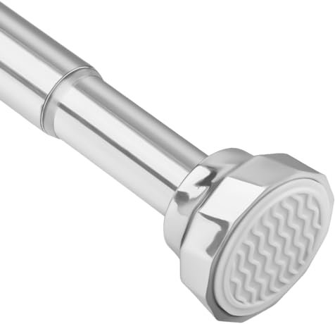 Stainless Steel Extendable Shower Curtain Rod Tension Pole 76-256cm, SilverSpring Tension Curtain Rod No Drill, for Closet, Bathroom, Balcony