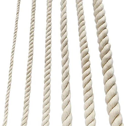 Corde en coton épaisse et douce de 8 mm pour terrasse, jardin, macramé, suspension de plantes, blanc (15 m)