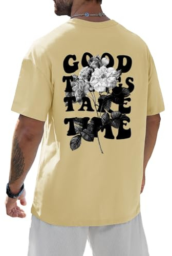 CMTOP Camiseta Hombre Oversize Camisetas Verano Manga Corta Algodón Casual Camiseta Holgada Estampado T-Shirt con Cuello Redondo Multicolor Short Sleeve Shirt