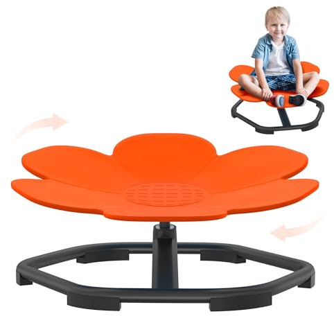 NAIZY Silla giratoria para niños con carrusel para autismo sensorial, entrenamiento, tabla de equilibrio, coordinación y equilibrio, para niños a partir de 3 a 9 años (naranja)