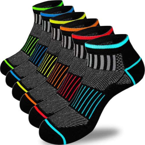 topline 6 Paia Calzini Uomo Corti e Donna - Calze Uomo Corti Sportive, Traspirante, suola Ammortizzata in Spugna - Calze Running, Palestra, Lavoro, Trekking e Ciclismo