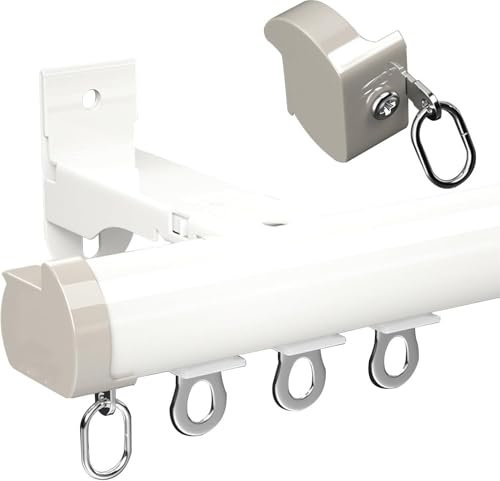 Binario per tenda in alluminio da 180 cm, montaggio a parete/soffitto, installazione superiore invisibile, design ad arco circolare, ideale per roulotte durevole divisorio bianco.