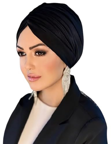Turban Chic Femme Musulmane – Bonnet Hijab Élégant et Confortable – Prêt-à-Porter, Extensible & Respirant – Mode Moderne et Modeste (Noir)