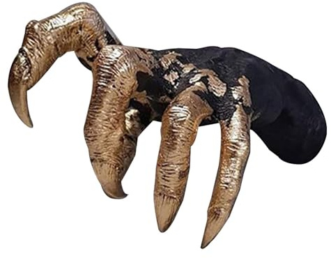 Demon Handstaty - 213 g gotisk dödskalle dekoration, gyllene klor ornament, djävul hand skulptur, harts konststatyett, heminredning accent