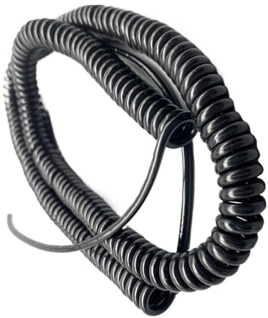 Cable Espiral de Potencia expandible de 5 núcleos Cable Espiral elástico 17AWG Cable telescópico Cable de Resorte elástico Negro(Stretch 3.75 Meters)