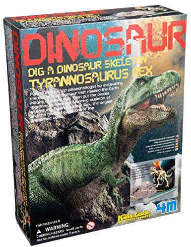 4M KidzLabs Dig a Dino Kit for Kids Ages 8+ – Dinosaur Fossil Excavation Set with Realistic Bones, STEM Paleontologist Digging Kit with Hammer, Chisel, Brush, Educational Science Toy