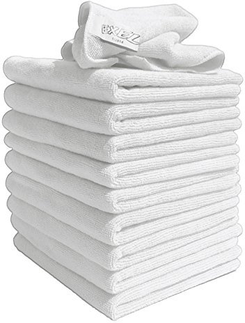 Exel 10 Pack of Genuine White Lint Free Microfibre Super Magic Cleaning Cloths For Polishing, Washing, Waxing And Dusting.