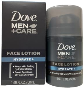 Dove Men+ Care Hydrating Face Lotion Sunscreen SPF 15+ 3-Pack – Advanced Protection for Dry Skin, 1.69 Oz Ea
