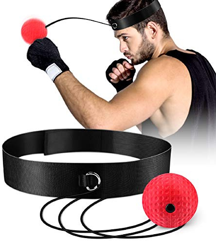 OOTO Upgraded Boxing Reflex Ball, Boxing Training Ball, Mma Speed Training Suitable for Adult/Kids Best Boxing Equipment for Training, Hand Eye Coordination and Fitness. (Red)