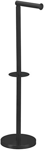 MSV MS4566 - Portarotolo di carta igienica, 15 x 60 x 15 cm, indipendente, effetto acciaio inox, nero opaco