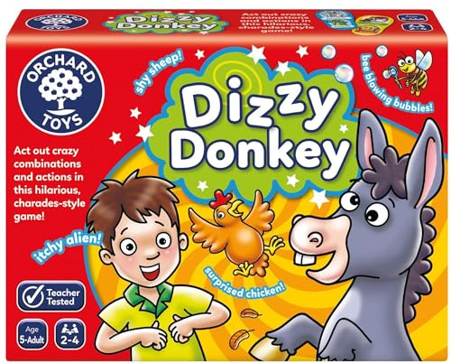 Orchard Toys Dizzy Donkey Game, A Charades Style Action and Performance Game, Family Games, Educational Games and Toys, Perfect for Kids Age 5- Adult